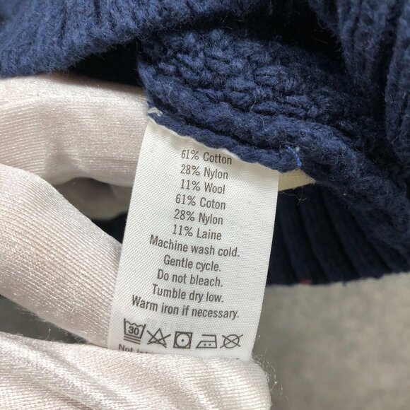 Janie and Jack Boys 2T Shawl Collar Sweater Fisherman Navy Blue Wool Blend Cable - Picture 8 of 8